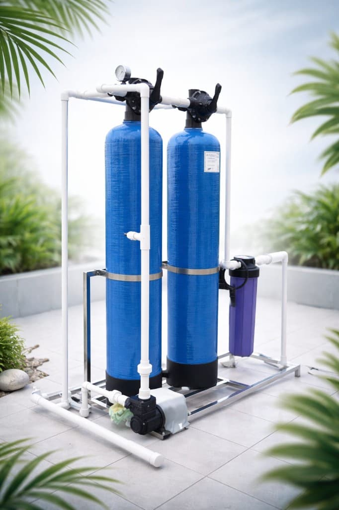 Arroyo whole-home villa treatment system with dual-tank assembly