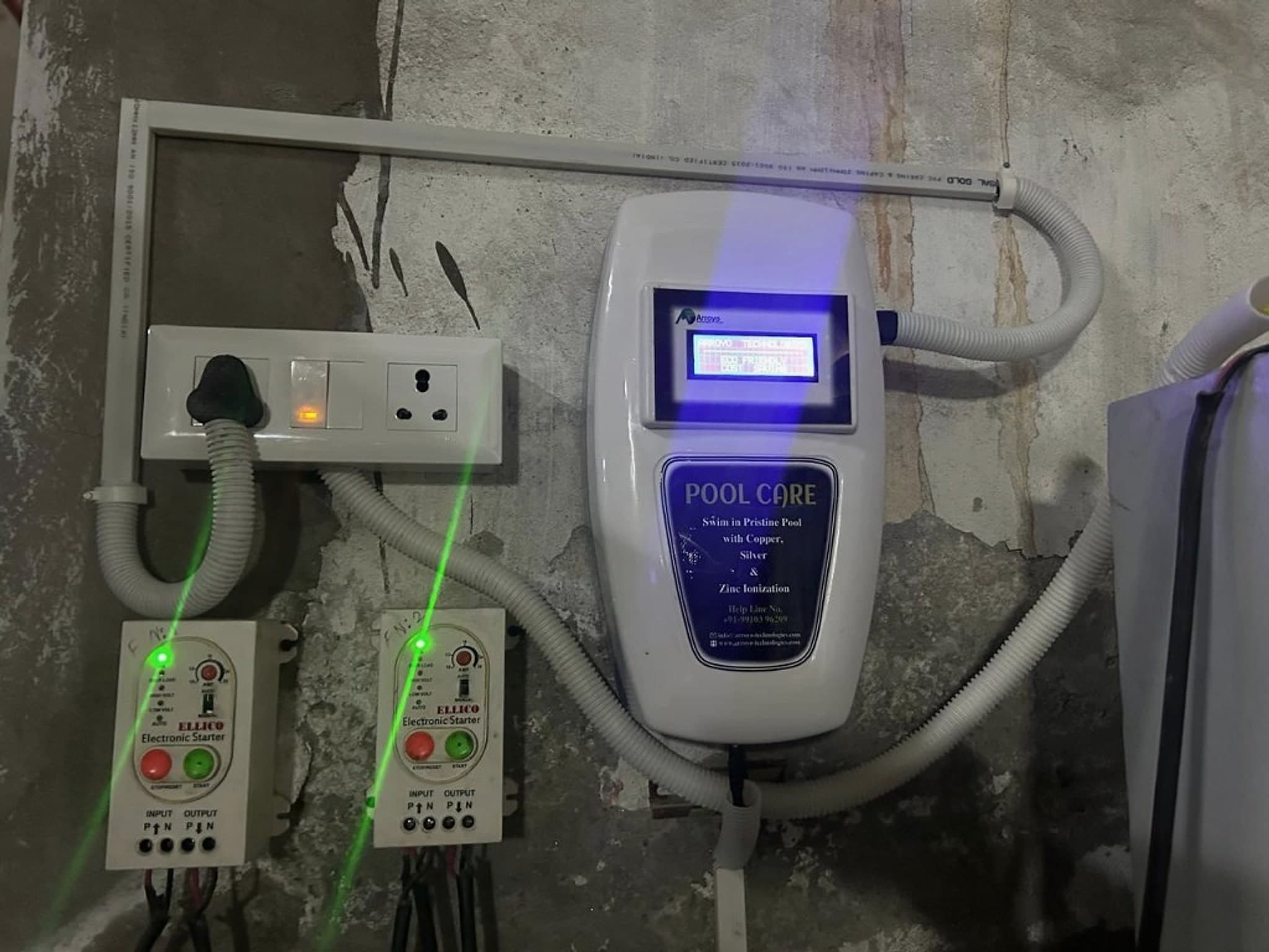 Indoor installation with managed water treatment conditions